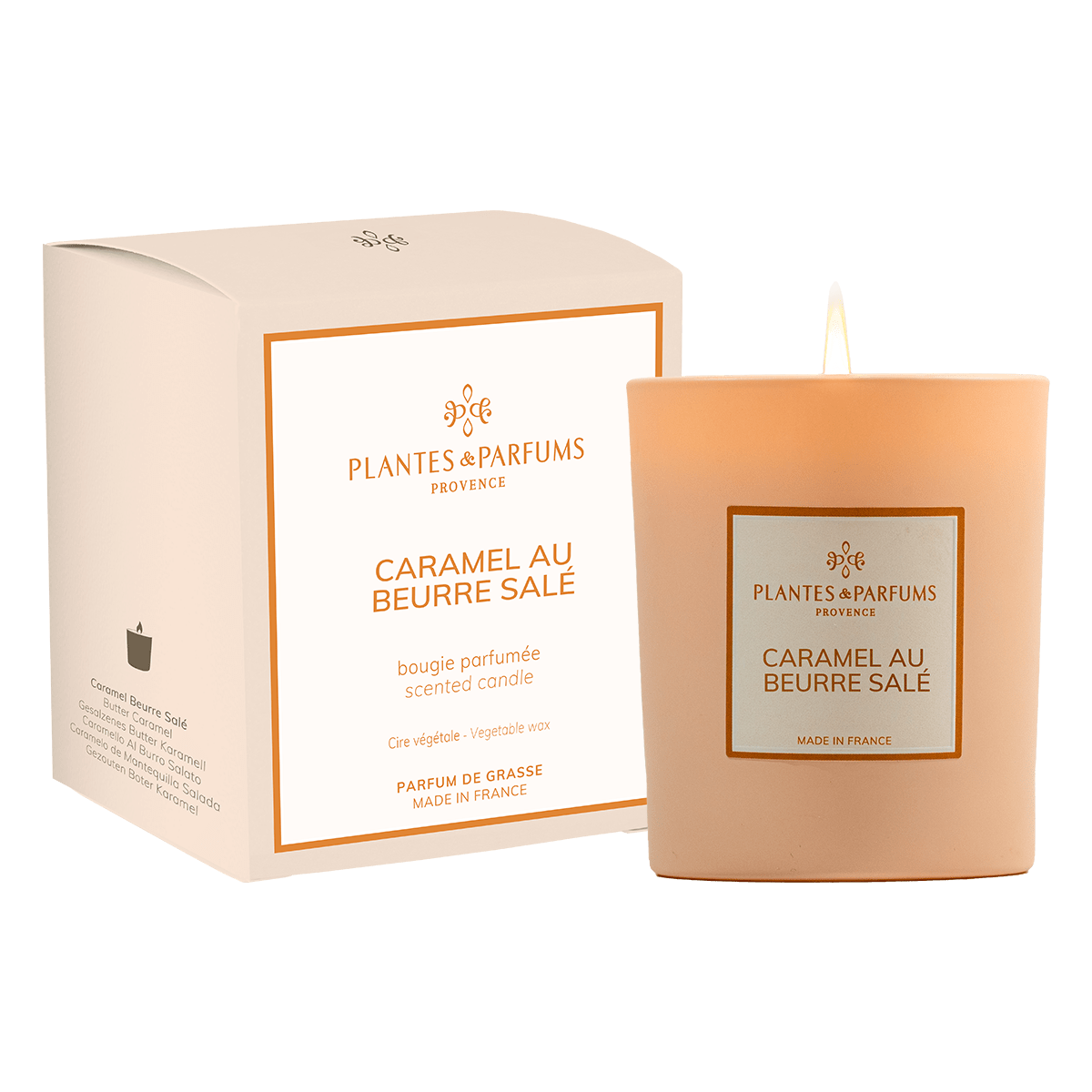 Bougie Végétale Caramel au Beurre Salé 180g avec étui