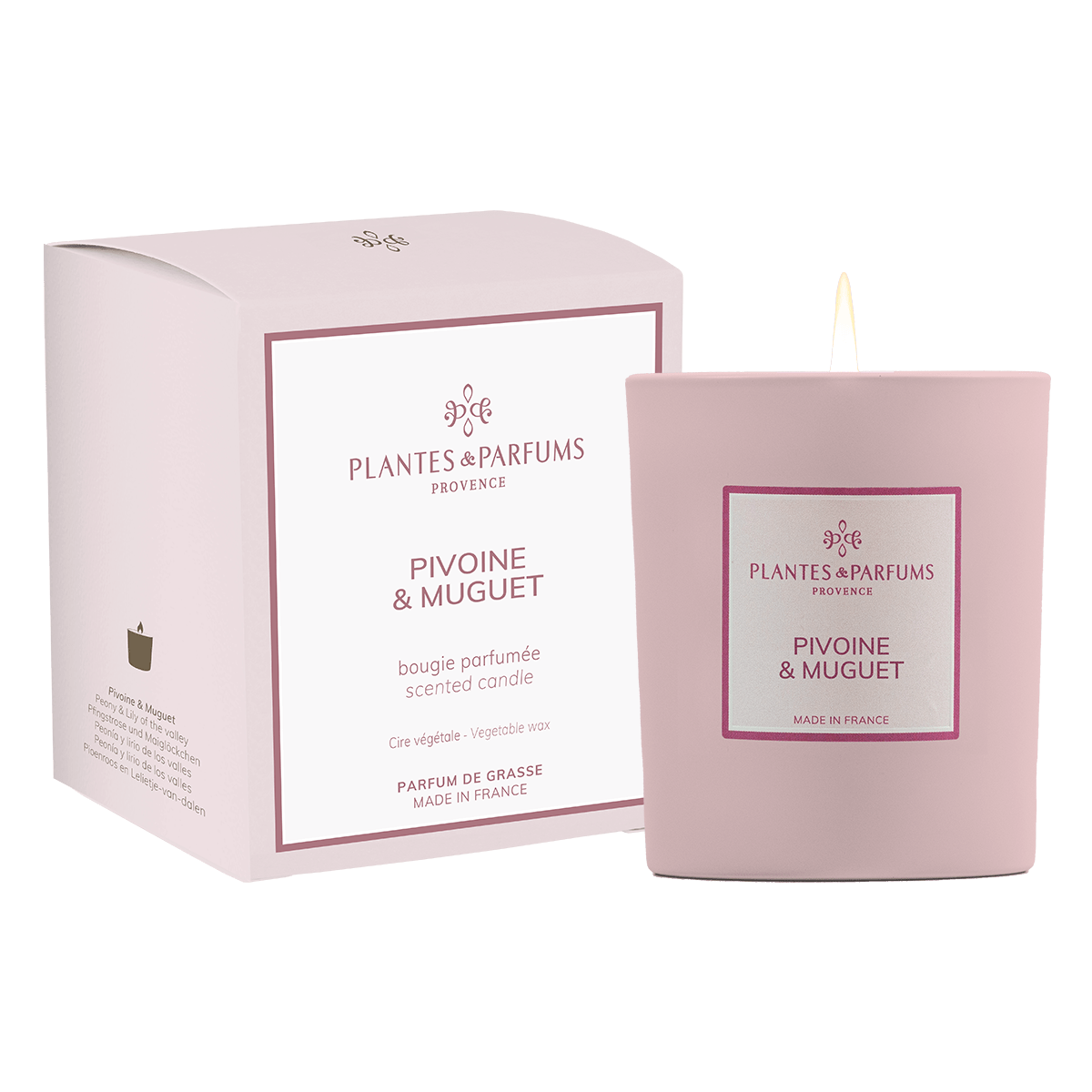 Bougie Végétale Pivoine & Muguet 180g avec étui